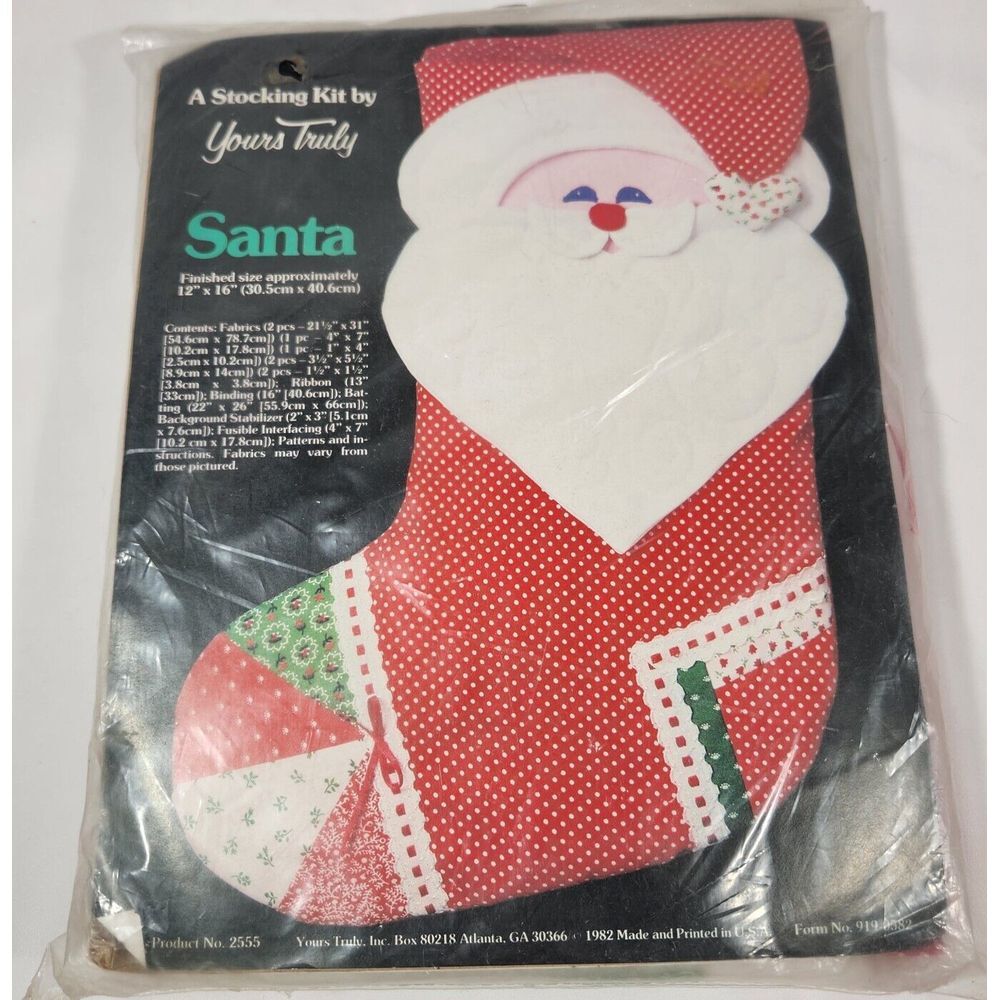 vintage 1982 Yours‎ Truly STOCKING Kit SANTA Christmas #2555 patchwork